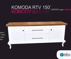 Biała Komoda RTV 150` LONDYN na nodze Ludwik Blat Dąb BEKAS Producent - 1